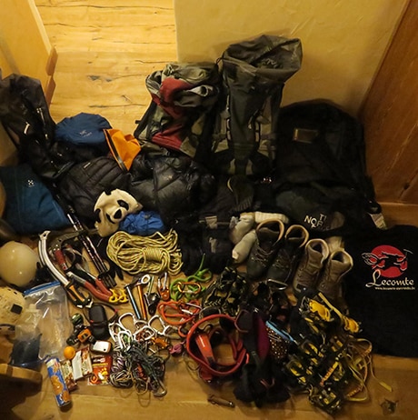 Technical gear ready for climbing