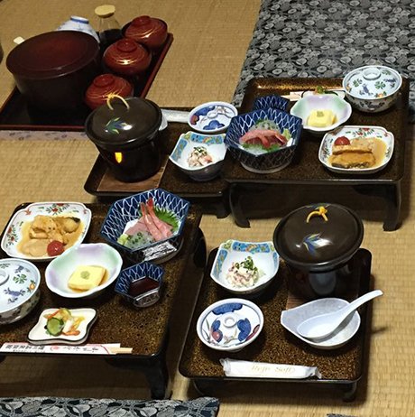 Trditional Japanese food in the Ryokan