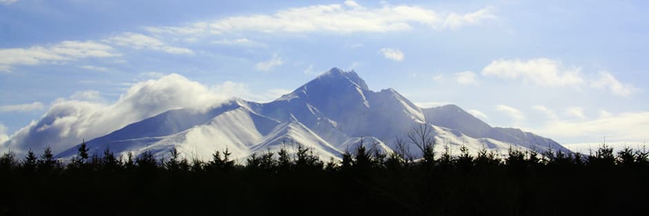 Backcountry skiing in Mount Rishiri