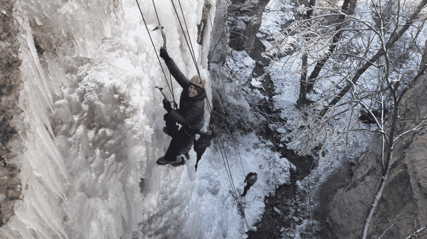 Ice climbing in the Hautes Alpes with a guide. Ice Climbing trip. IFMGA