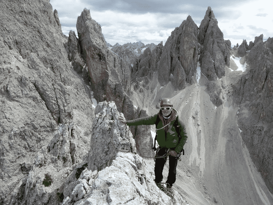 Guided multipitch climbing in the Dolomites. Rock Climbing trip. IFMGA leader